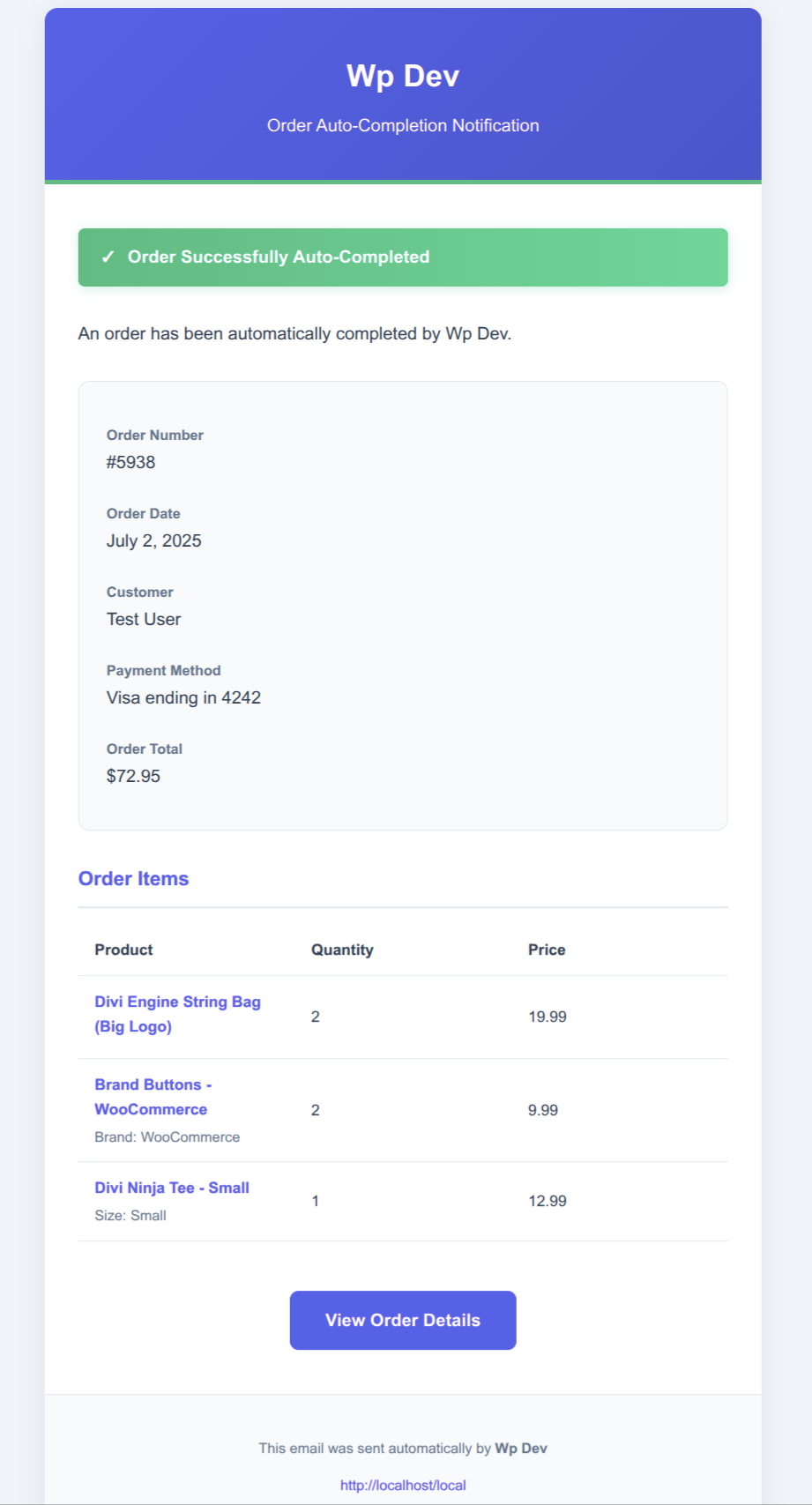 Admin Email Notification Template Overview