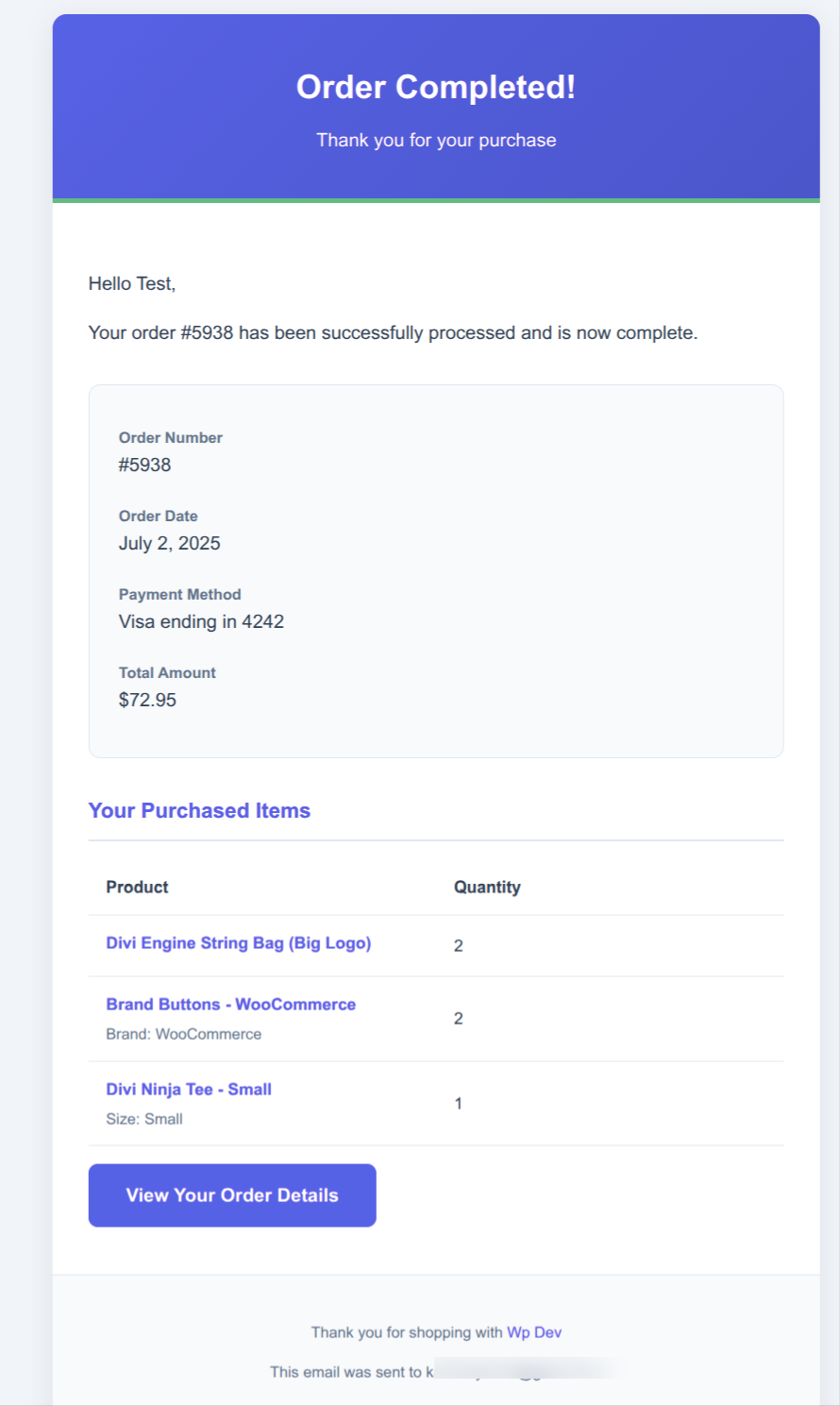 Customer Email Notification Template Overview