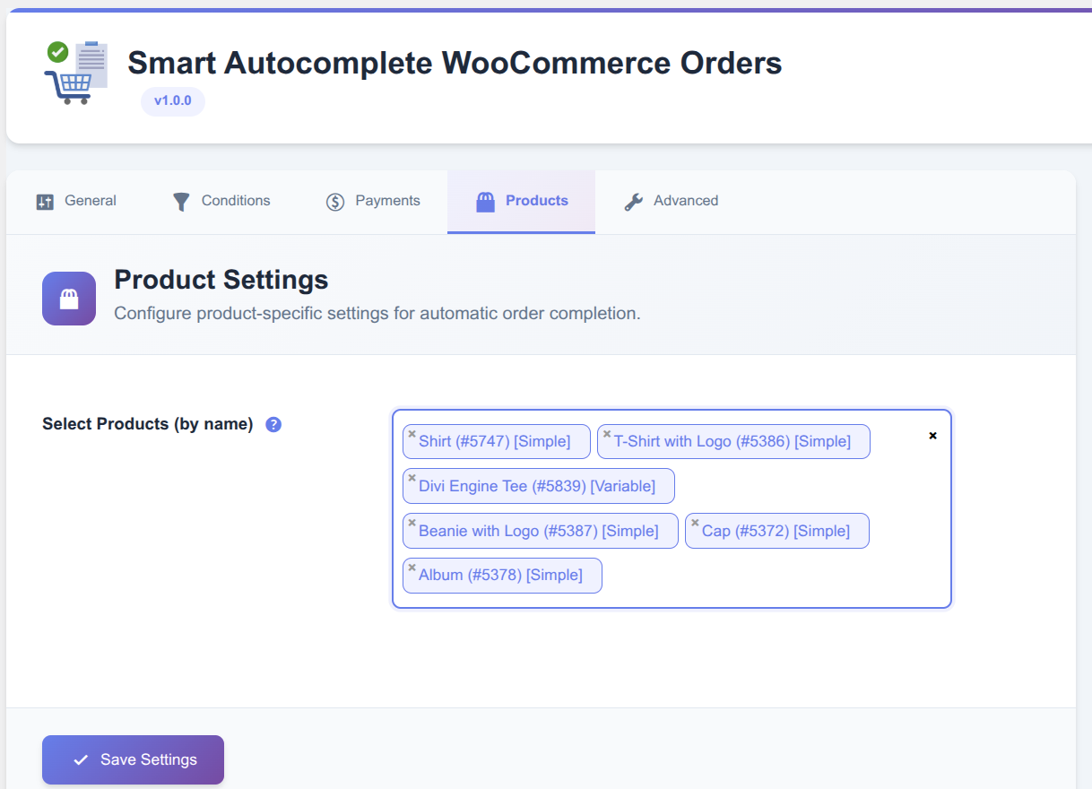 Product Selection Interface with Search Functionality
